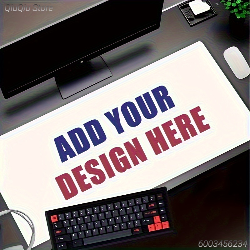 Pc Gaming Custom - カスタムデザイン大型マウスパッド、パーソナライズされた画像、テキスト、ロゴ入り、防水、滑らかな表面、ほつれ防止エッジ、PCゲーム用デスクマット