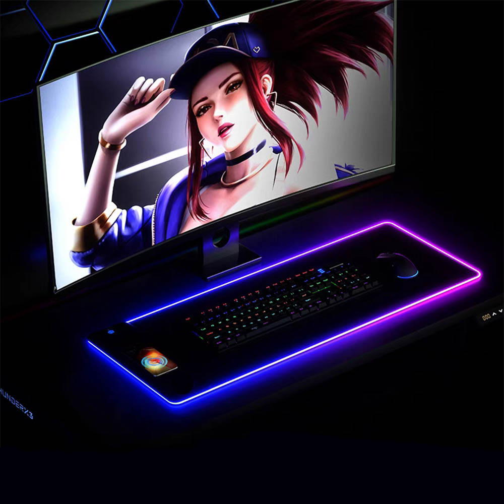 Pc Gaming Ultra - RGBマウスパッド ワイヤレス充電器付き 15W急速充電 滑り止め 超滑らか表面 キーボードマット