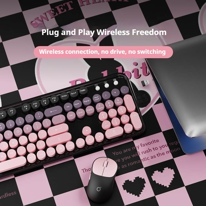 Pc Gaming Set - EWEADN 2.4G シングルモードワイヤレスサイレントキーボード & マウスセット、カラーブロックデザイン、コンパクト人間工学に基づいたゲーム、オフィスラップトップ PC