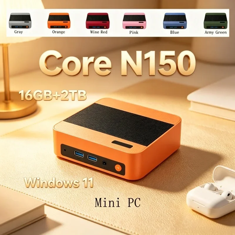 Pc Gaming Ultra - 2026年超ポータブルマルチカラーストライプミニゲーミングPC インテルコアN150 Win11デスクトップコンピューター 16GB RAM 1TB
