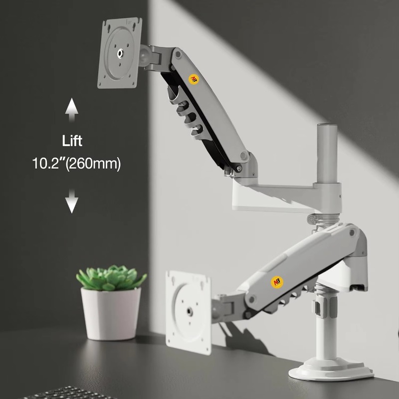 Monitor Stand - デュアルモニターデスクマウントスタンド フルモーションスイベルコンピューターモニターアーム 最大27インチの2画面対応 H180