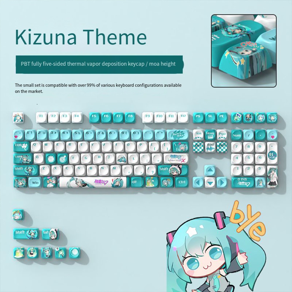 Pc Gaming Hatsune Miku - 初音ミク Pbt 熱昇華キーキャップ モアハイト かわいいアニメキーキャップセット メカニカルキーボード装飾用