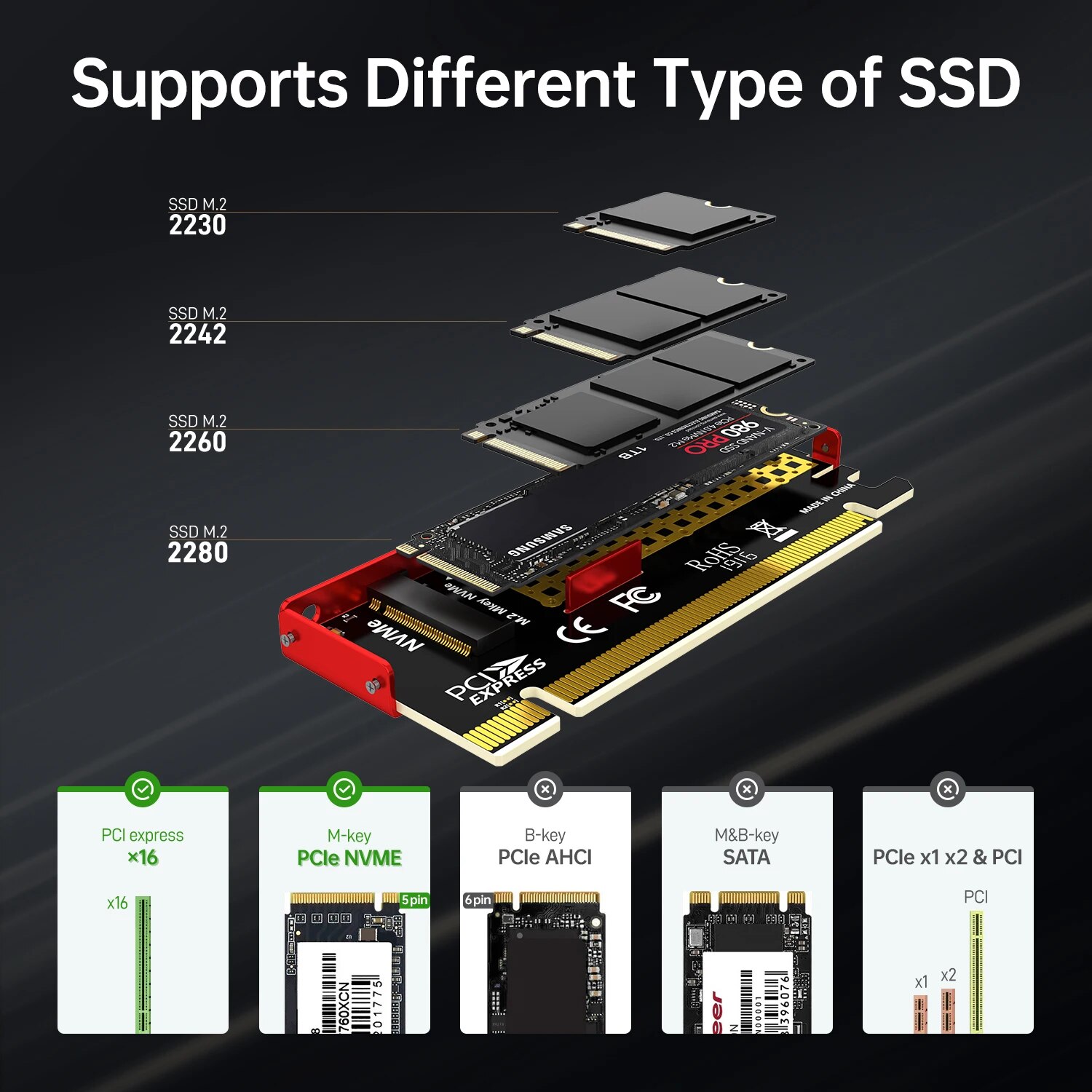 JEYI M.2 NVMe - PCIe 4.0 X16変換 - Samsung Ssd 980 Pro のレビューと価格