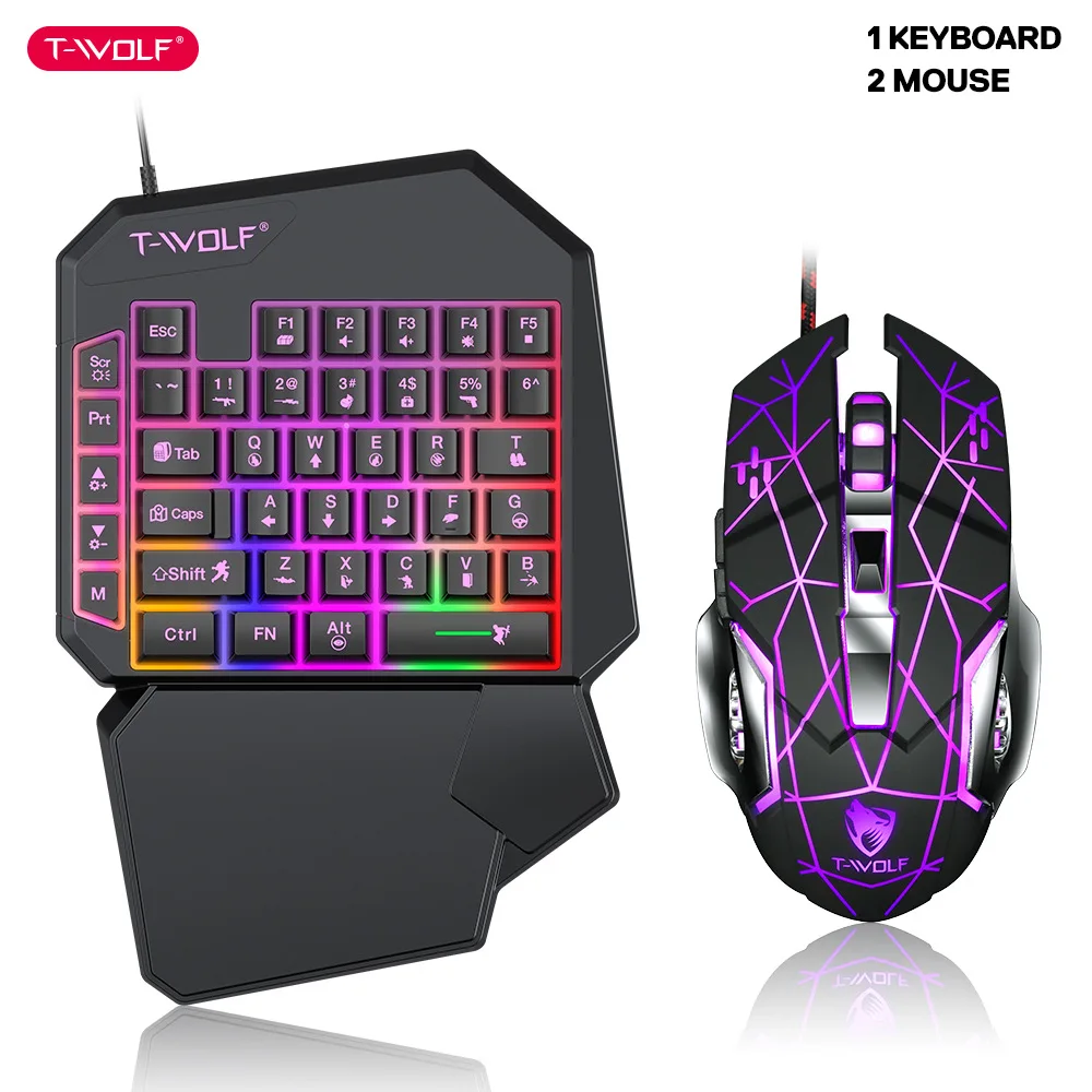 T-wolf-tf900片手キーボードセット、鶏と食事のため - Pc Gaming Kit のレビューと価格