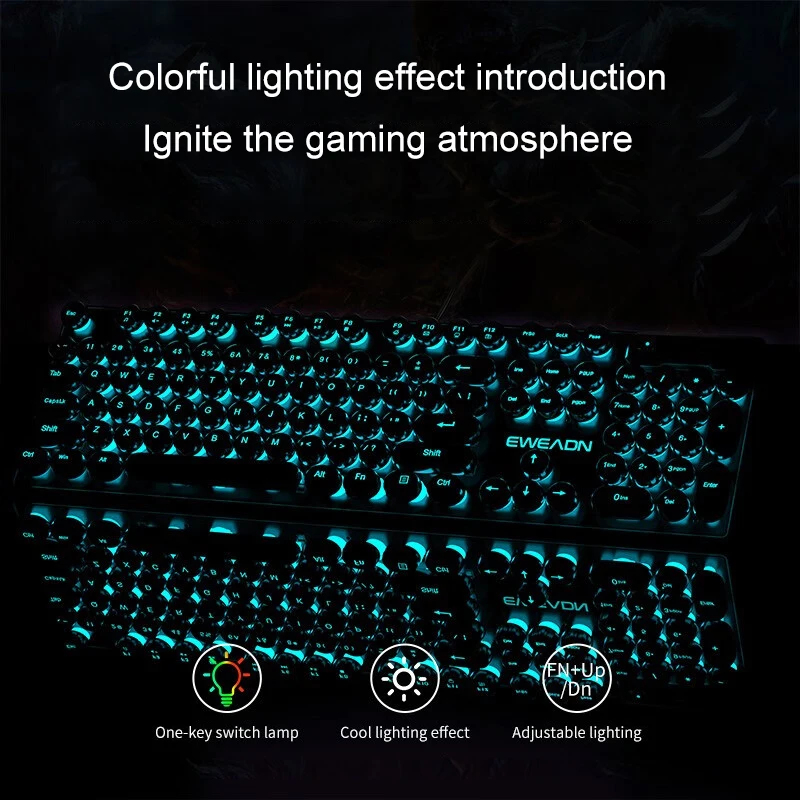 レトロパンクメカニカル風キーボードマウスセット有線ワイヤレス - Pc Gaming Keyboards のレビューと価格