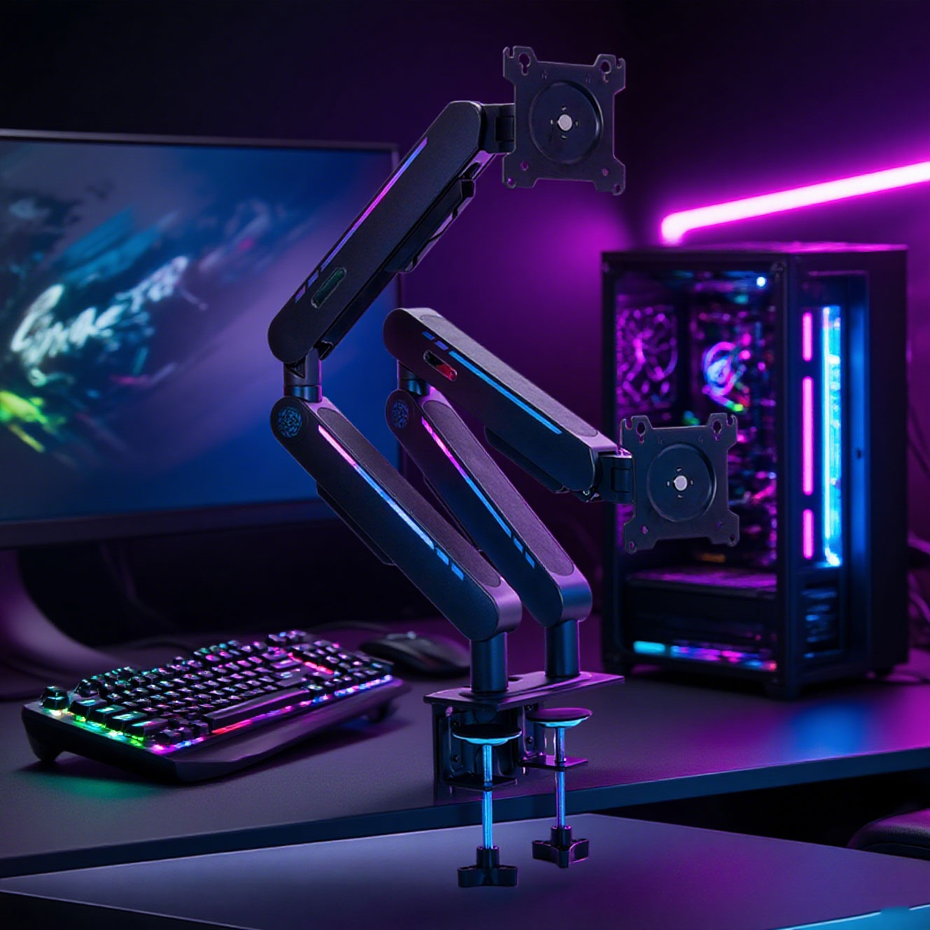 新入荷 ガススプリング式デスクマウントスタンド ほとんどの1 - Monitor Stand のレビューと価格