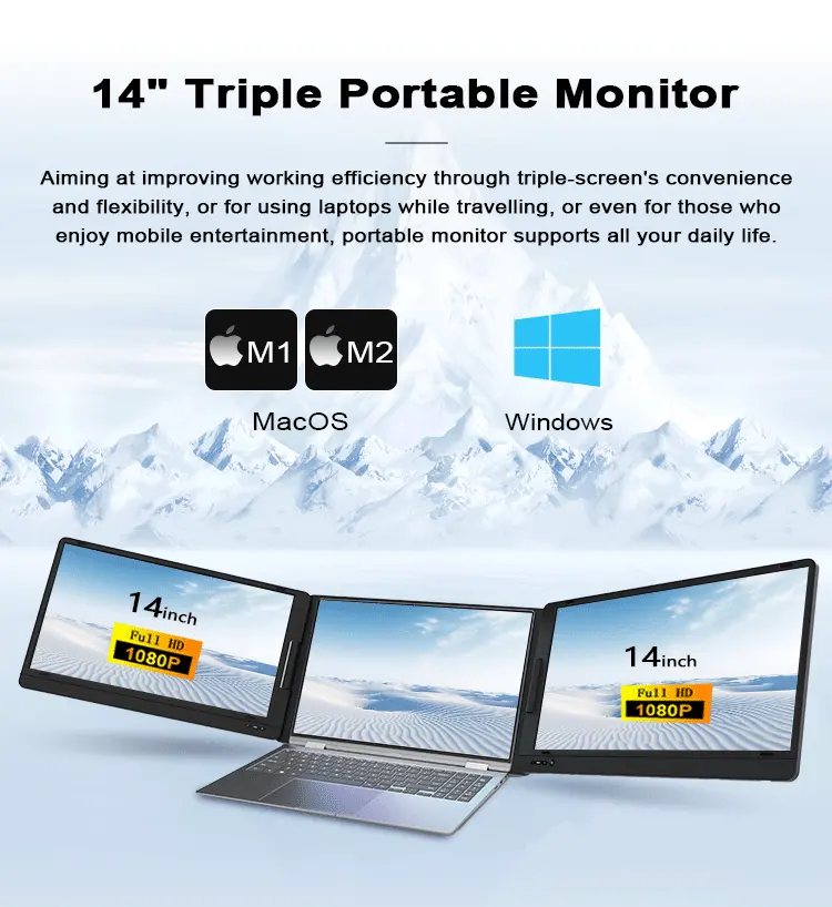 プロ仕様のトリプルポータブルモニター（ノートパソコン用）-  - Monitor Stand のレビューと価格