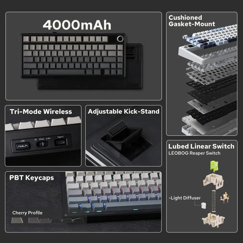 AULA F75 Max メカニカルキーボード 75% レイ - Pc Gaming Keyboards のレビューと価格