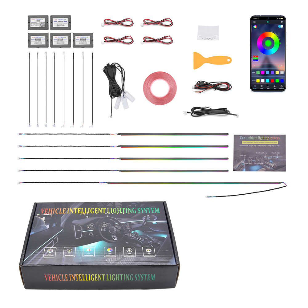 人気商品 車用アンビエントライトキット 18 in 1 イン - Rgb Light Strip のレビューと価格