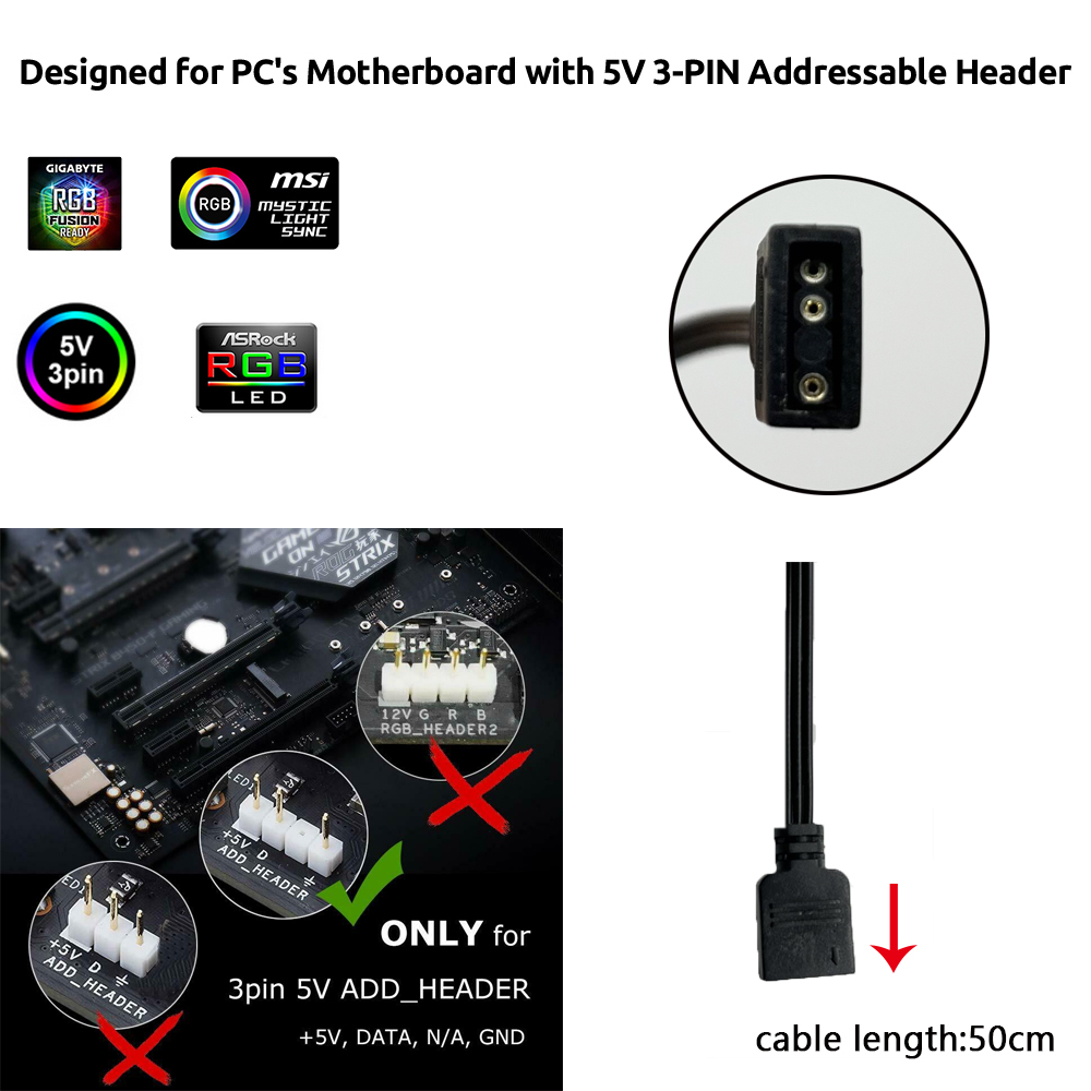 Asus Auraゲーミングケース用5V ARGB 3ピンヘ - Rgb Light Strip のレビューと価格