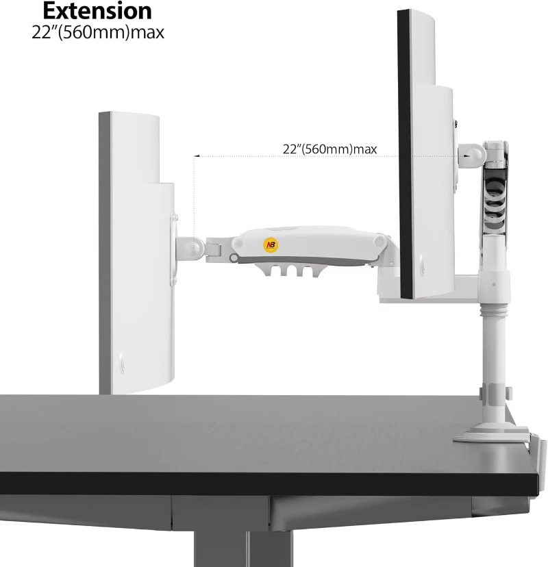 デュアルモニターデスクマウントスタンド フルモーションスイベ - Monitor Stand のレビューと価格